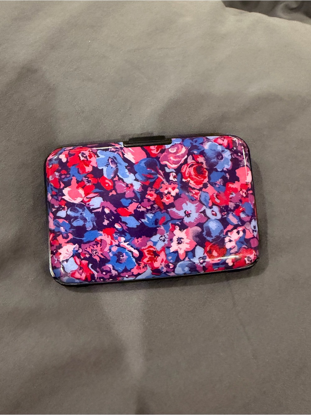Source Unknown Floral Compact Card Case in Pink, Purple, Blue